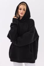Худи оверсайз утепленный U0404-Black UNISEX - Зображення 2