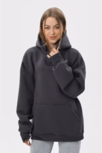 Худи оверсайз утепленный U0404-Dark Grey UNISEX